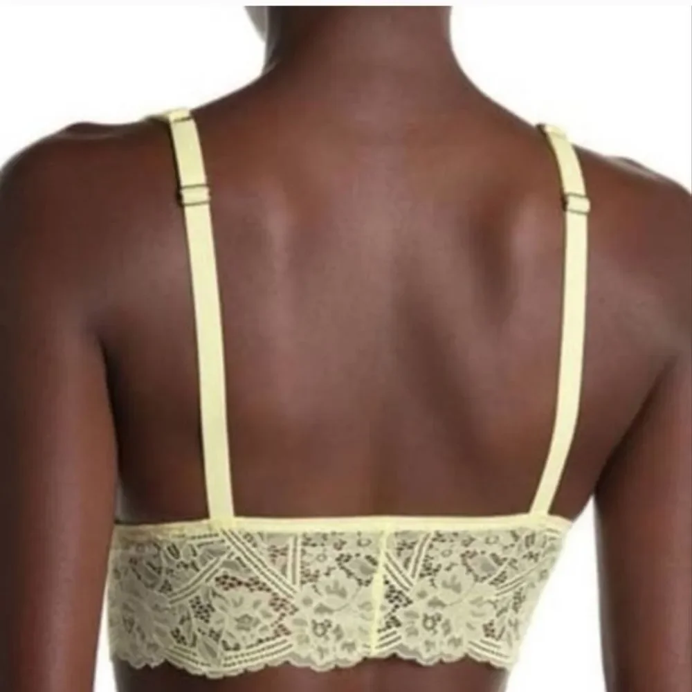 Free People Pale Yellow Lace Longline Bralette XS